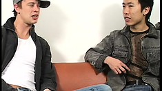 Billy has an Asian guy sucking his big dick and taking his cum on his face