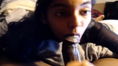 POV Horny Teen Sucks Big Black Cock On Webcam