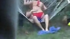 Fantastic sex action in hammock